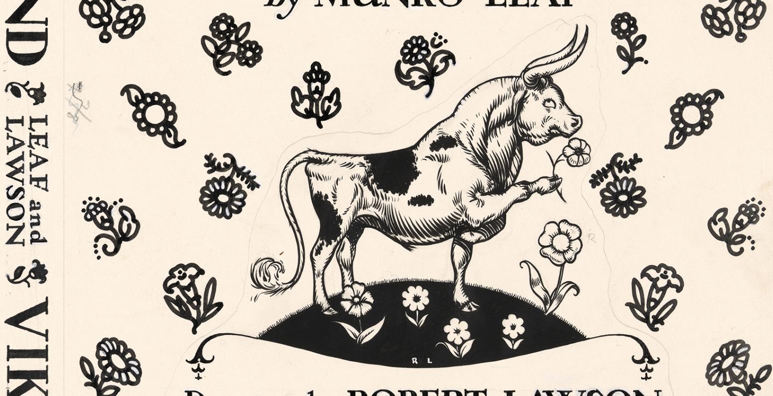 Cover of bull smelling flowers. 