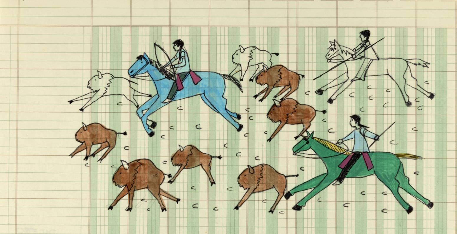 Illustration of buffalo hunt