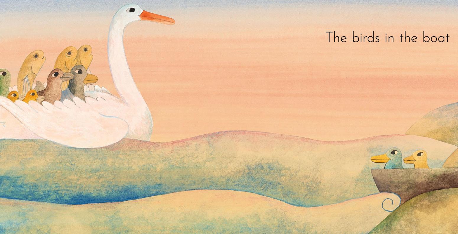illustration of birds in water
