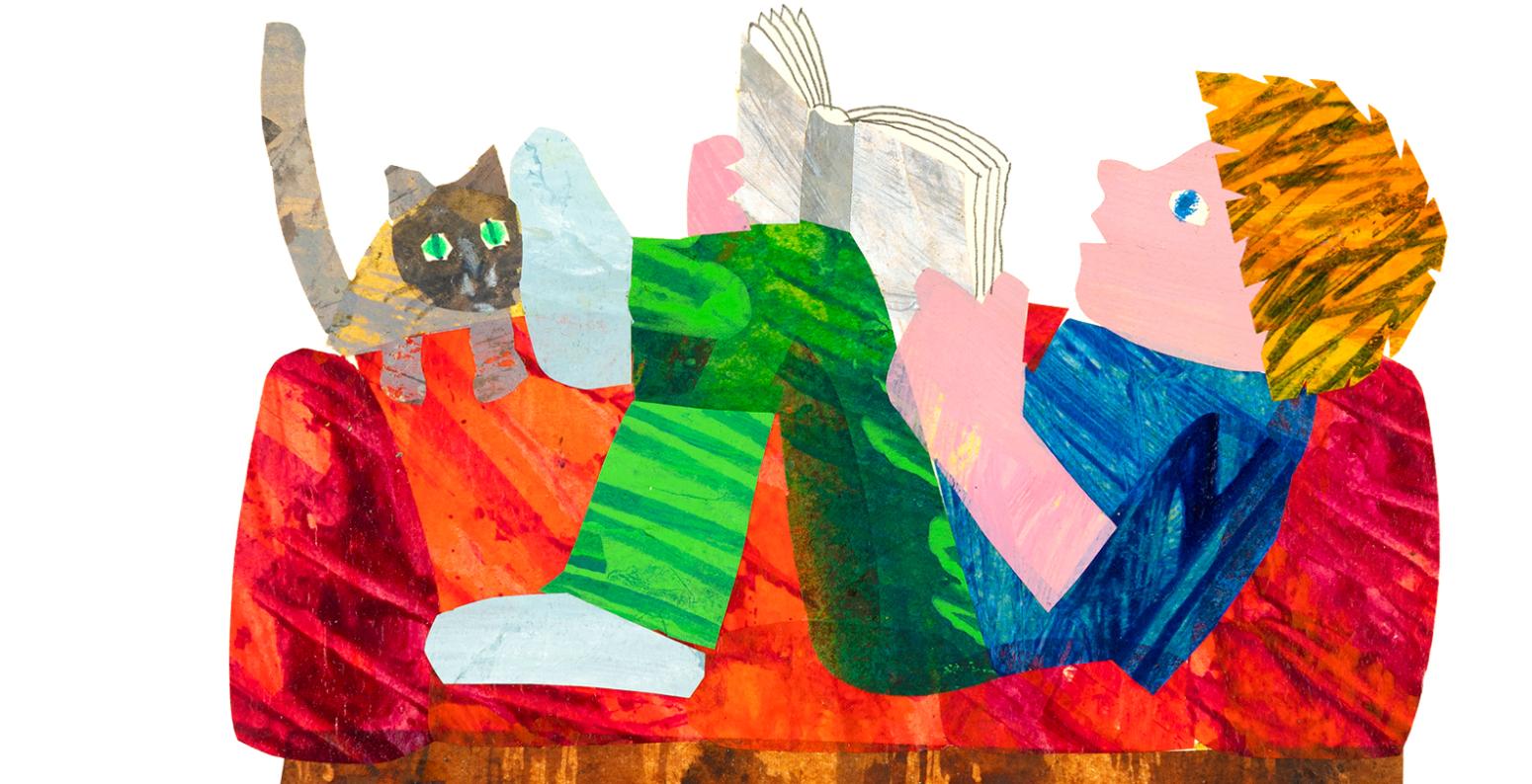 collage of child reading