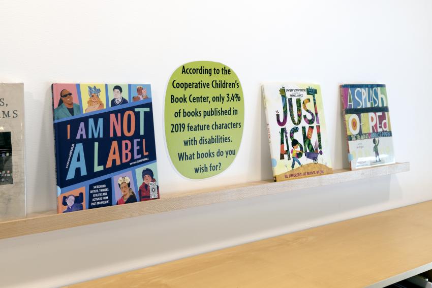 Installation image showing walls and labels.