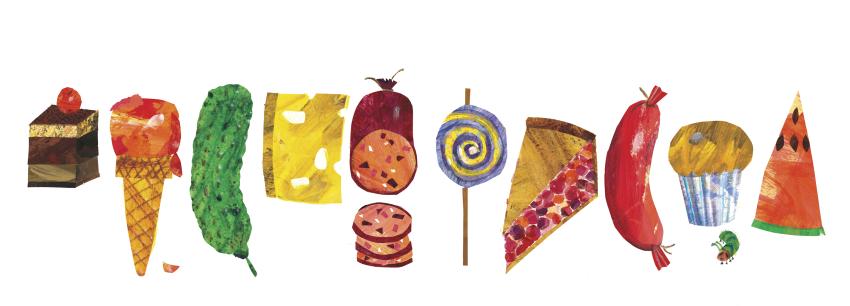 Illustration of party foods. 