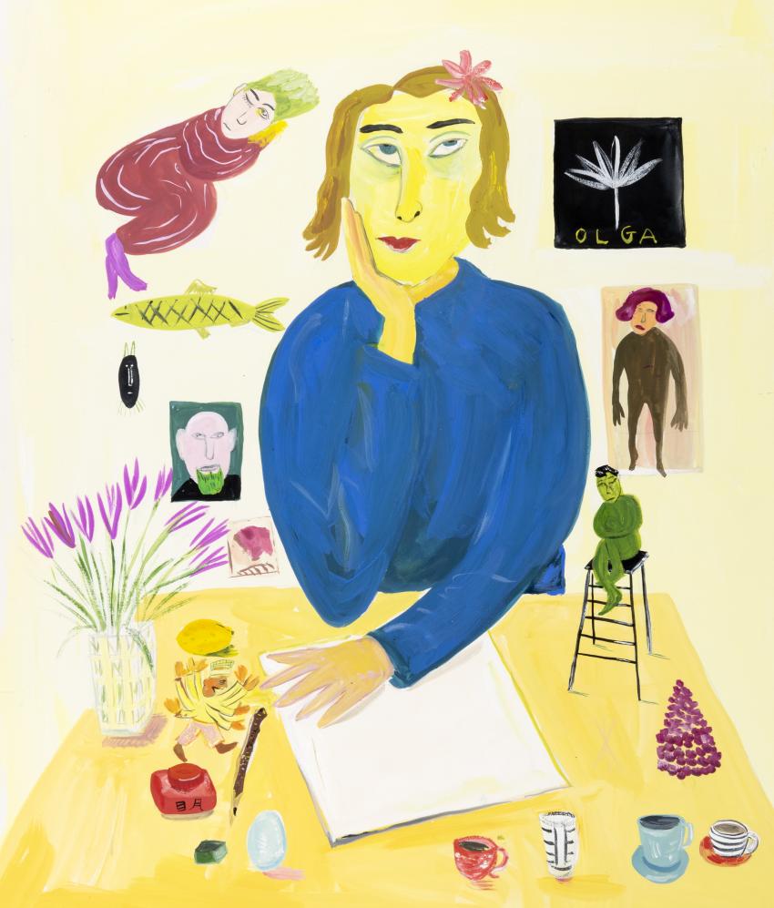 Illustration of Maira Kalman in studio. 