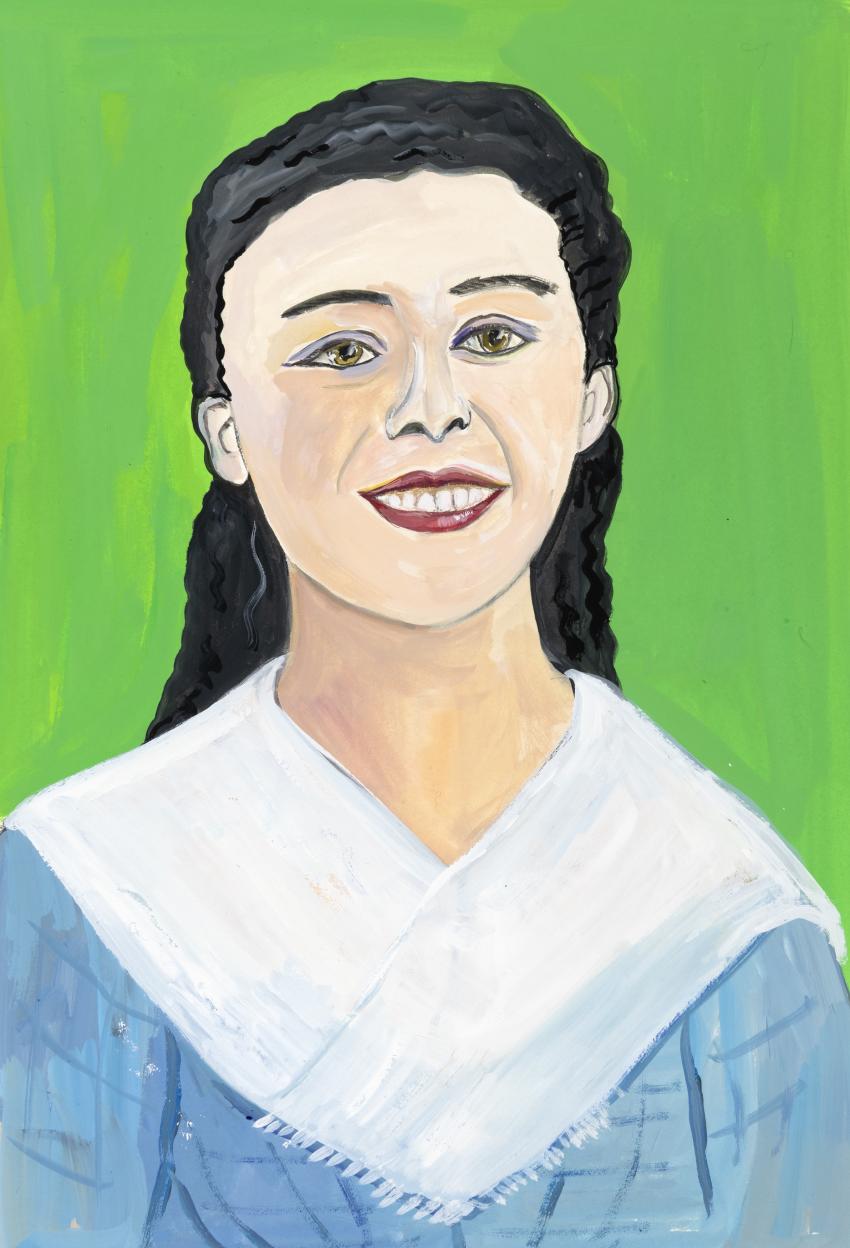 Illustration of portrait of Sally Hemings. 