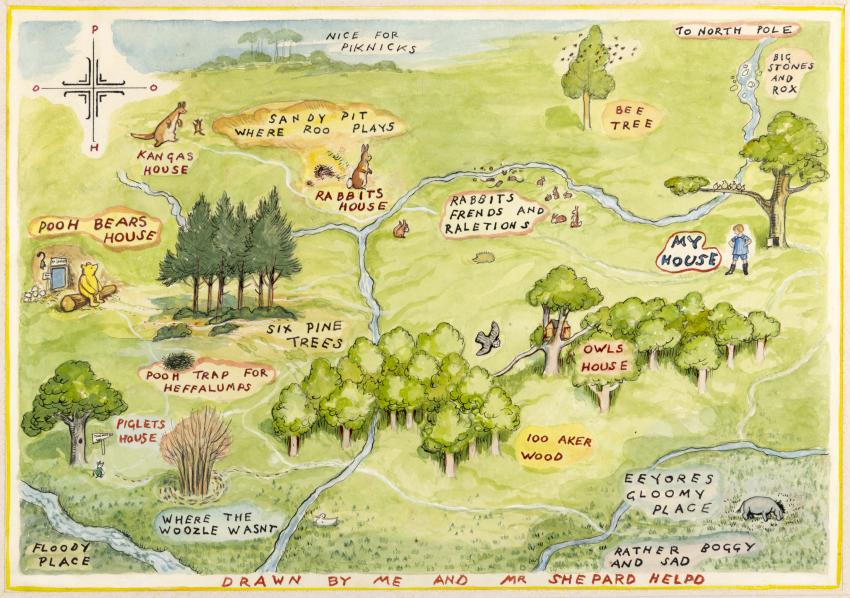 Illustration of map of Winnie-the-Pooh's home.