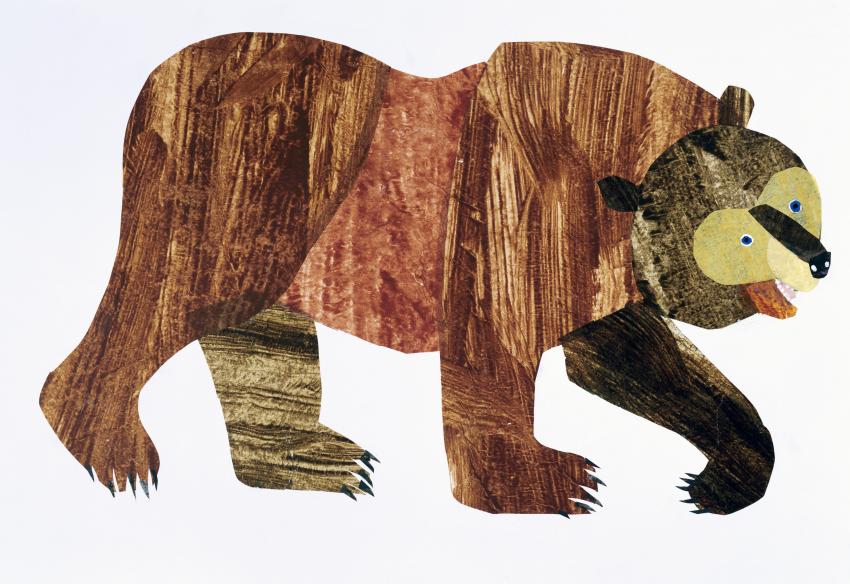 Illustration of brown bear walking. 