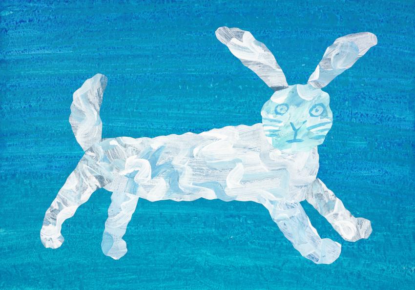 Illustration of bunny-shaped cloud.