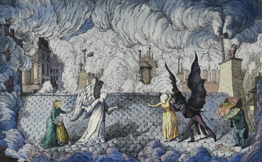 Illustration of magical beings in dream landscape.