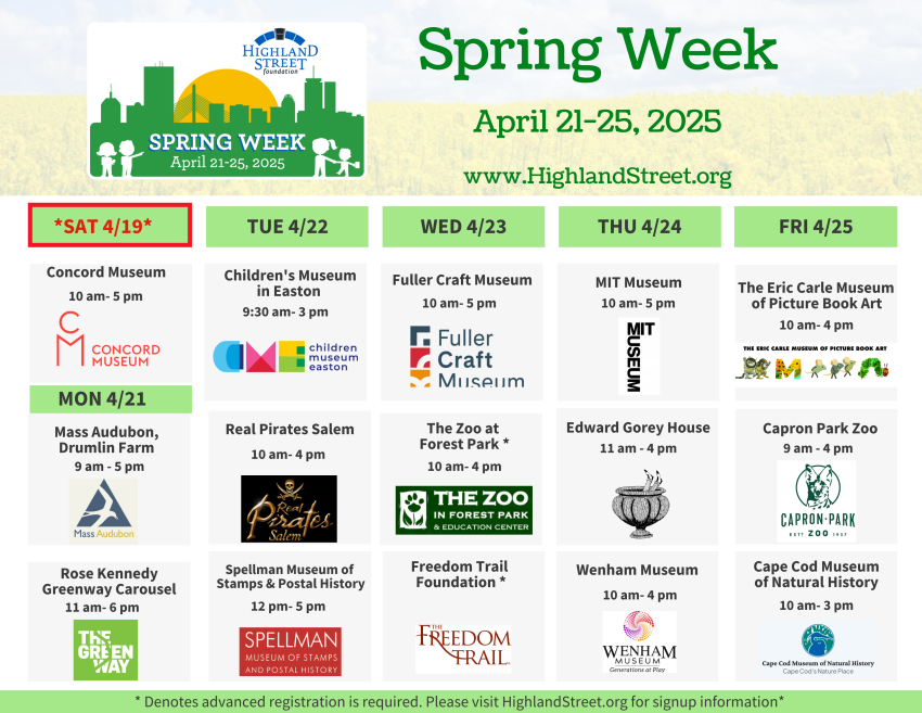 Spring Week 2025 calendar