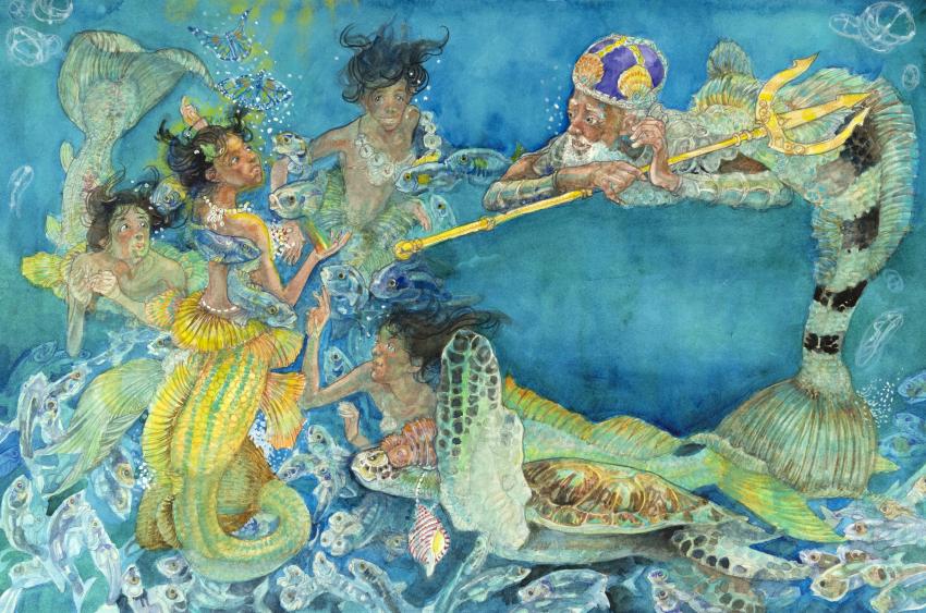 Illustration of mermaids. 