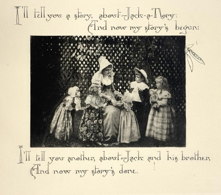 Photograph of page from book showing children. 