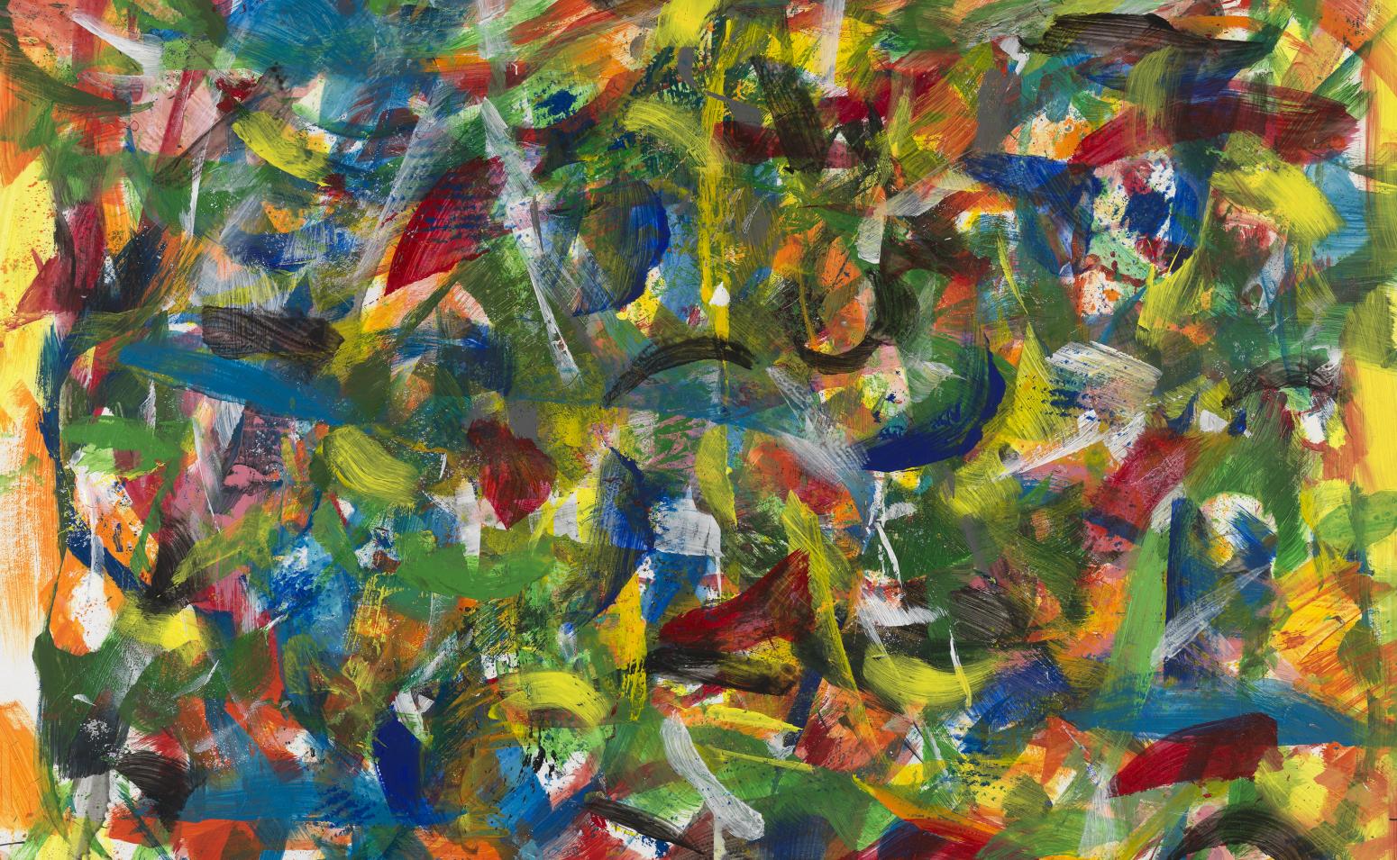 Abstract painting with colorful brushstrokes. 