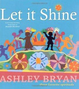 Cover image for Let It Shine shows silhouettes of children dancing on top of a hill of flowers.