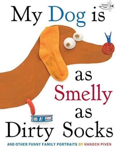 A dog with a sock for an ear gazes at the reader with mismatched eyes.