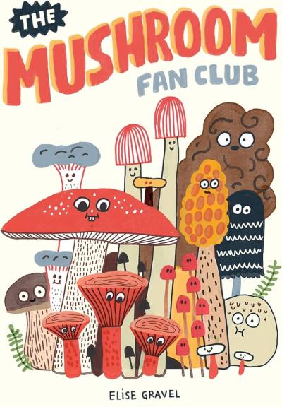 A crowd of colorful mushrooms with cartoon faces