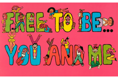 Colorful Free to Be Logo on pink background