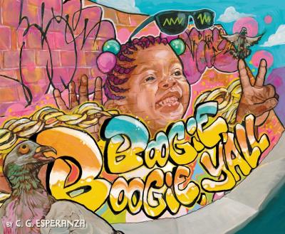 a Black girl giving a peace sign, with pigeons on either side