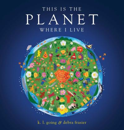 illustration of planet earth with different animals, plants, and weather
