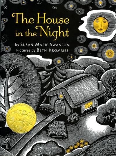 illustration of a house outside at night