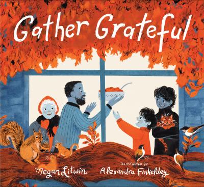 illustration of happy people and animals in the fall