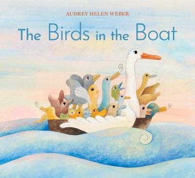 illustration of many types of birds in a boat on the water