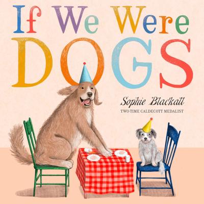 illustration of two dogs sitting at a small dining table.