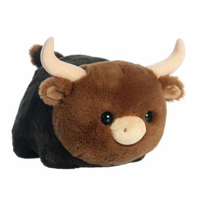 Brown and black stuffed animal bull plush toy