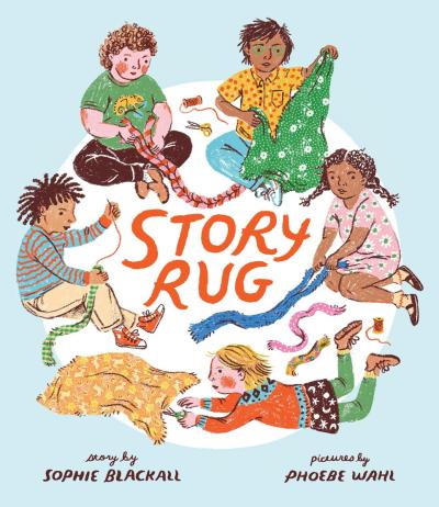 Illustration of children making a rug together