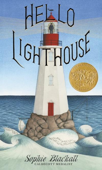 illustration of a white and red lighthouse