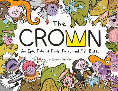illustration of various people and animals surrounding a crown