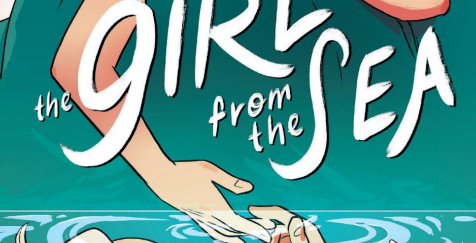 Book cover of The Girl from the Sea, with two girls touching hands