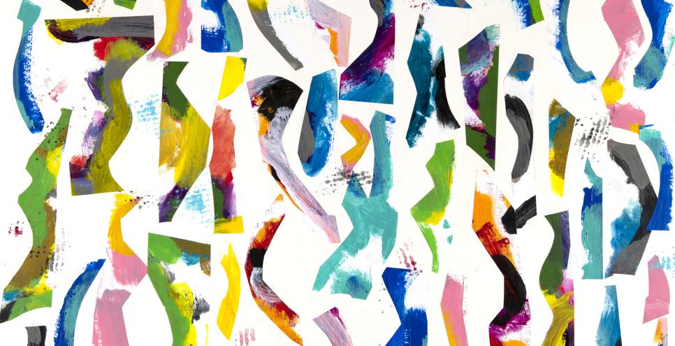 Collage of squiggly lines in many colors 