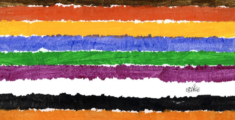 Collage of colored lines. 