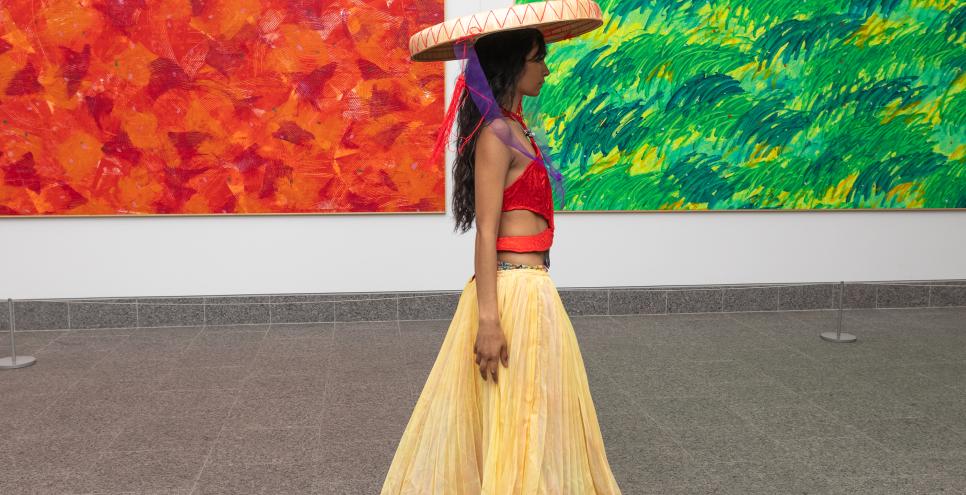 model walking in Great Hall