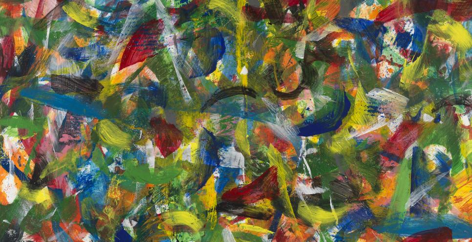 Abstract painting with colorful brushstrokes. 