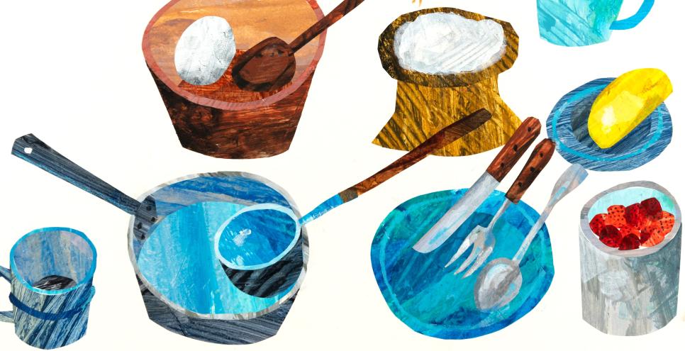 Collage illustration of dishes. 