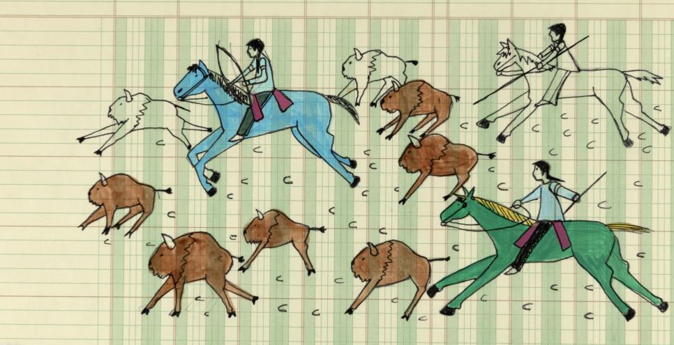Illustration of buffalo hunt