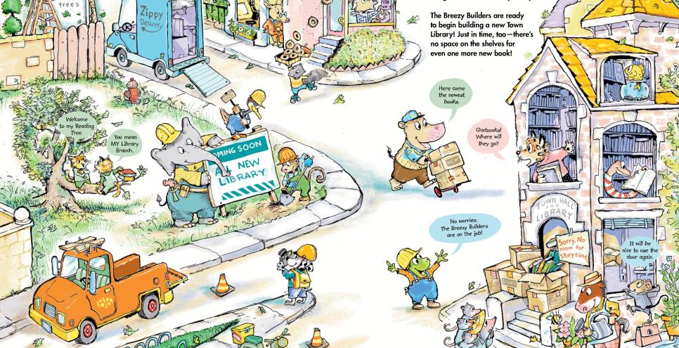 illustration of animals in a town