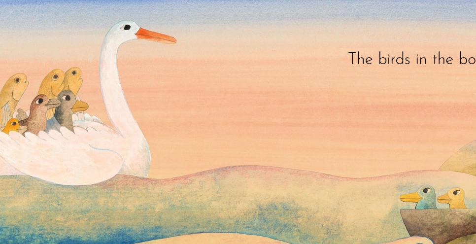 illustration of birds in water