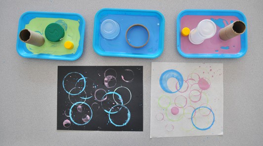 printing circles with found objects