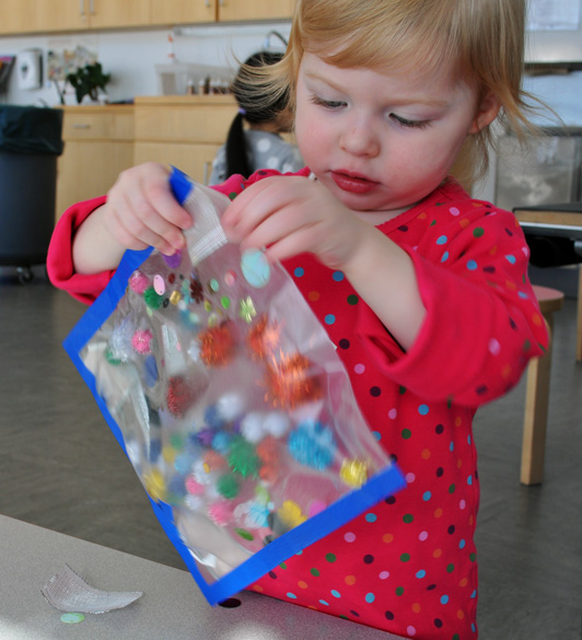 Toddler Art Activity: Contact Paper & Sparkly Things 